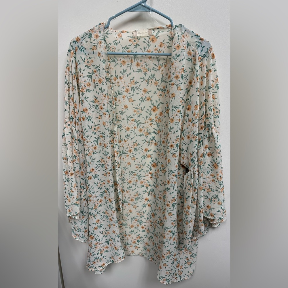 Altar’d State sheer cream cardigan with flowers size L